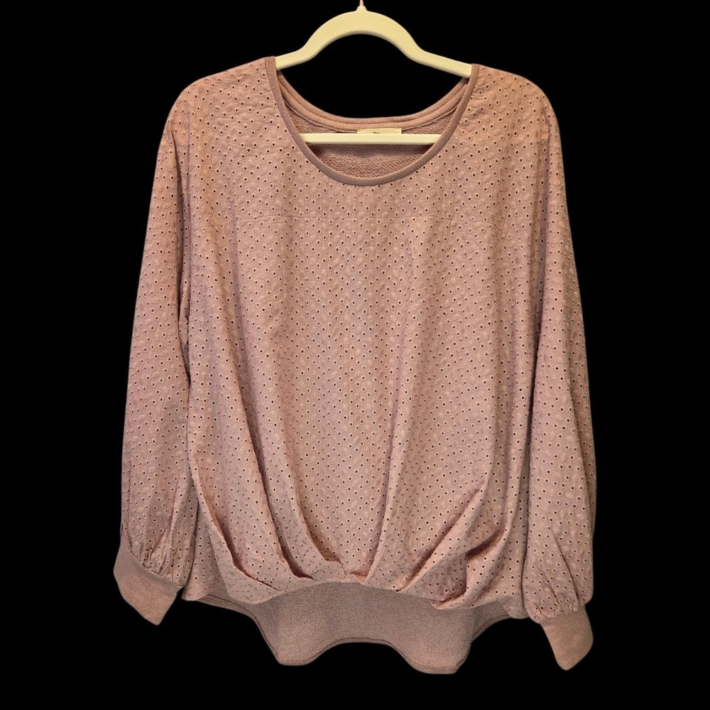 NWT Hummingbird Boutique Size Large‎ Dusty Pink Eyelets Pleats Lined